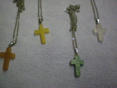 Stone cross necklaces, assorted, inexpensive.